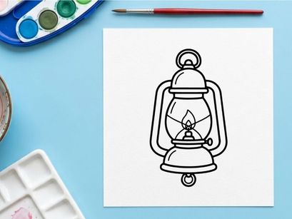 Icono vectorial de lámpara de aceite vintage. Ilustración de lámpara de queroseno clásica.