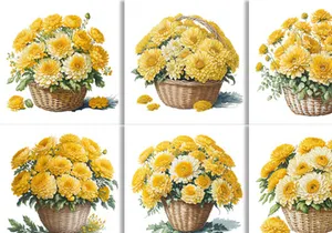 Watercolor Flower Basket Design