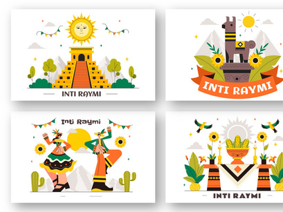 8 Inti Raymi Vector Illustration