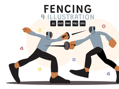 9 Fencing Player Sport Illustration