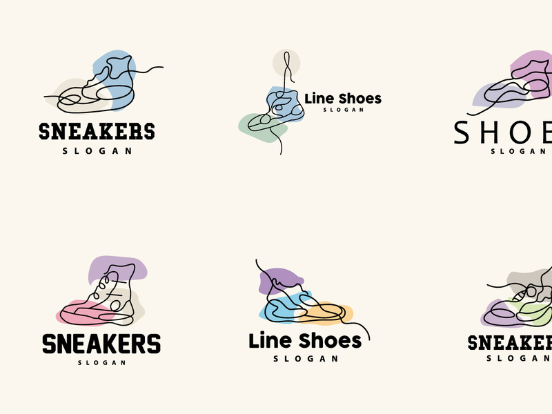 Shoe Logo, Minimalist Line Style Sneaker Shoe Design