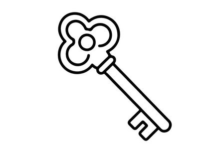Simple key and lock icon for security and access. Vector illustration of house or door entry symbol in flat design style.