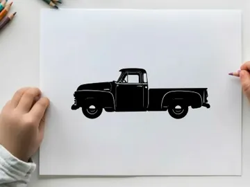 Silhouette of a classic old pickup truck vehicle preview picture