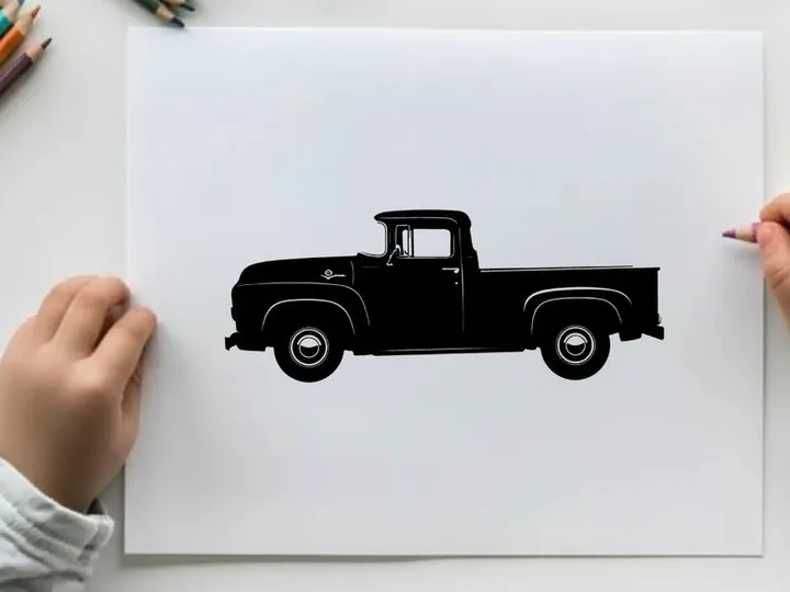 Silhouette of a classic old pickup truck vehicle
