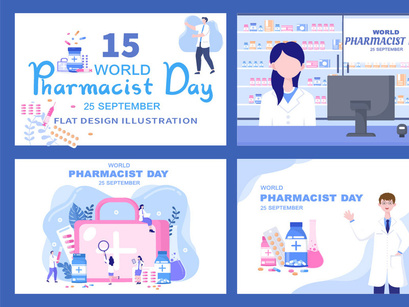 15 World Pharmacists Day Vector Illustration