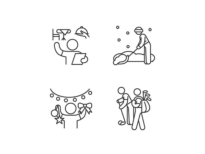 Easy jobs for 16-year-olds linear icons set