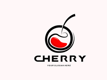 Cherry Fruit logo, Red Colored plant vector illustration, Fruit Shop Design, Company, Sticker, Product Brand preview picture