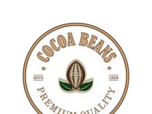 cocoa logo,cocoa bean,cocoa tree,cocoa branches and leaves,chocolate mix on white background,vintage,modern,simple,minimalist icon illustration template design vector