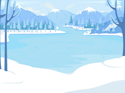 Seasonal landscapes color vector illustration set