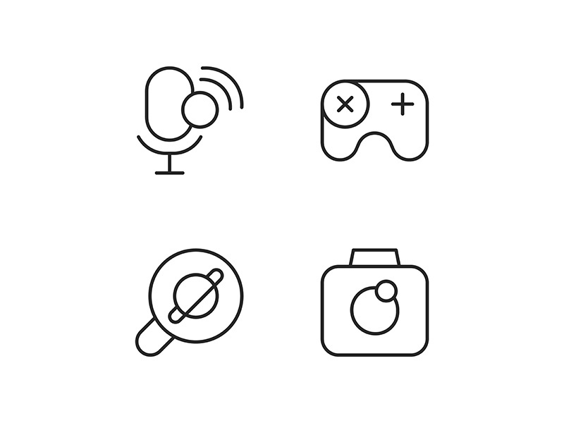 Mobile interface pixel perfect linear icons set