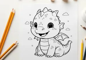 Cute cartoon dragon smiling happy vector illustration