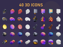 3D Interface rendering Icons