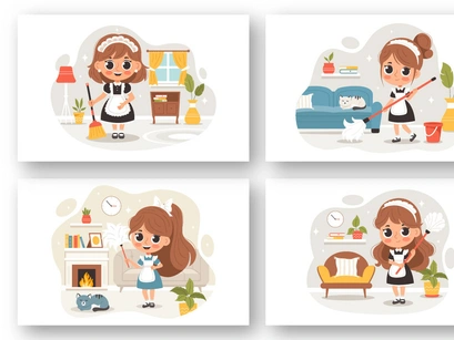 9 Professional Girl Maid Illustration