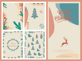 merry christmas collection background minimal with leaves. preview picture