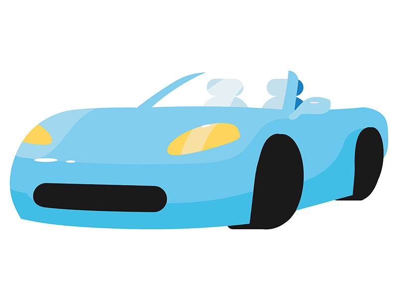 Luxury blue car semi flat color vector object