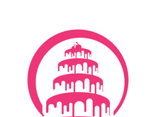 Sweet cake template logo design vector illustration of silhouette with cherries