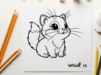 Cute cartoon cat with big eyes vector illustration