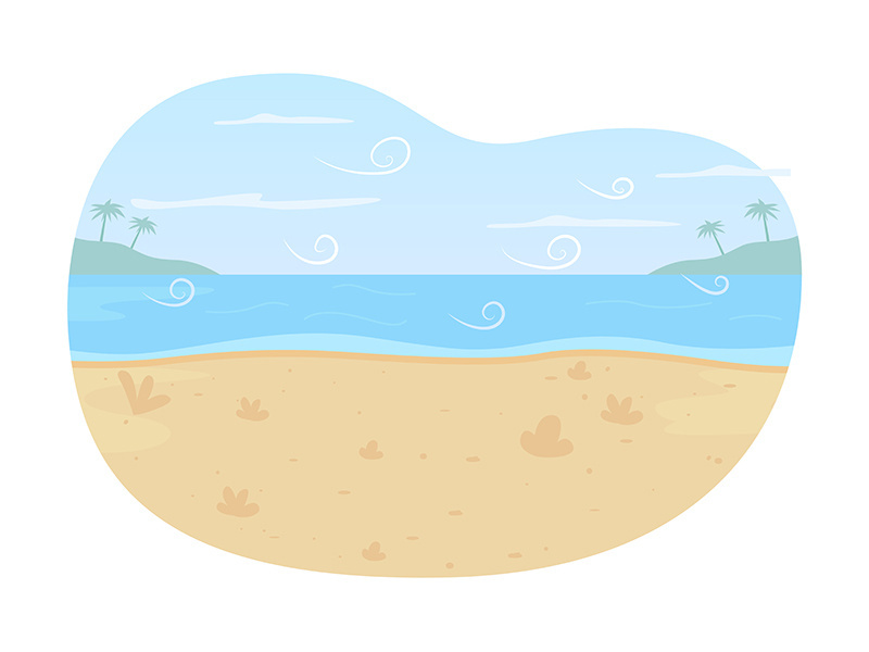 Ocean beach 2D vector web banner, poster