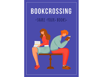 Bookcrossing poster vector template preview picture