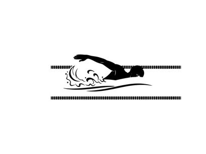 Silhouette of a person swimming in a pool