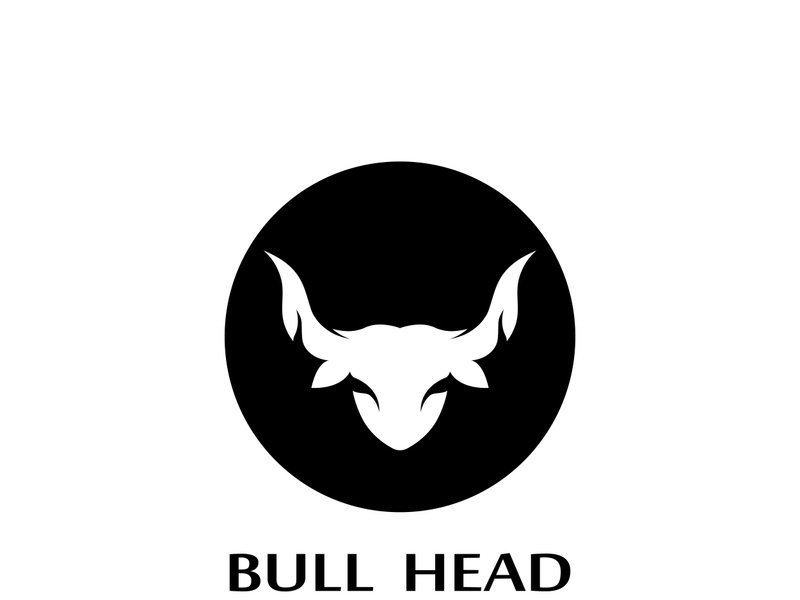 Retro vintage bull head horns logo.