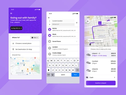 Taxi booking mobile app UI Design ( Volume 1 )