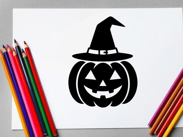 Halloween Pumpkin with Witch Hat for Fall Decor and Holiday Celebrations