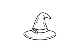 Hand-drawn party hat with simple line art design. Minimalist celebration accessory illustration for festive occasions.