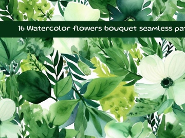 Watercolor flowers bouquet seamless pattern preview picture