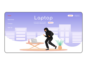 Laptop theft landing page flat color vector template preview picture