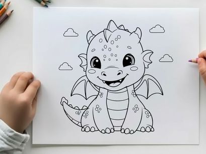 Cute baby dragon smiling vector illustration flat design