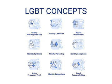 LGBT light blue concept icons set preview picture