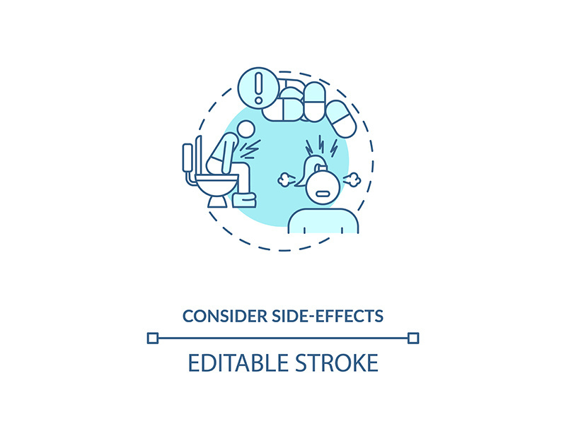 Consider side-effects concept icon