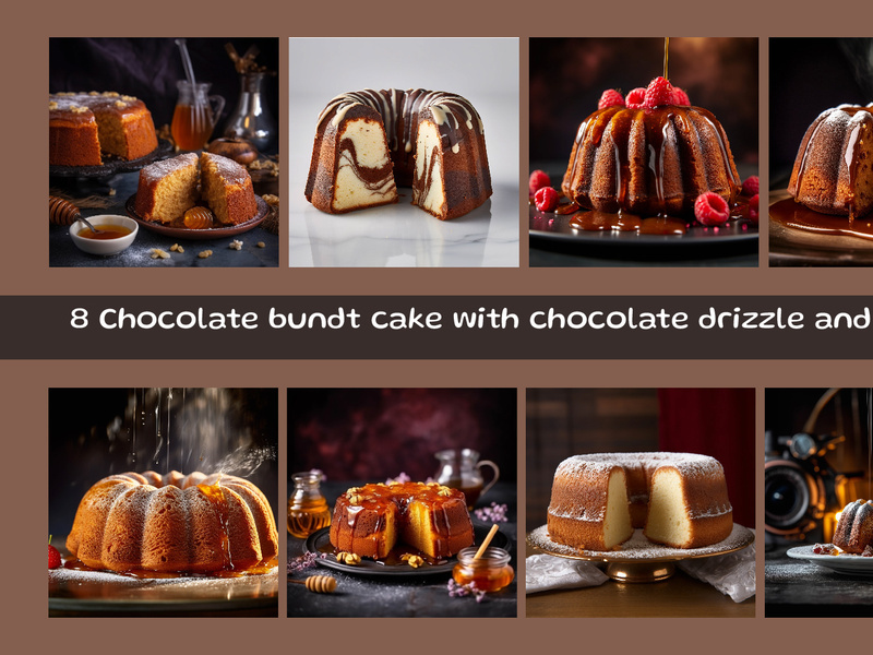 Chocolate bundt cake with chocolate drizzle and honey