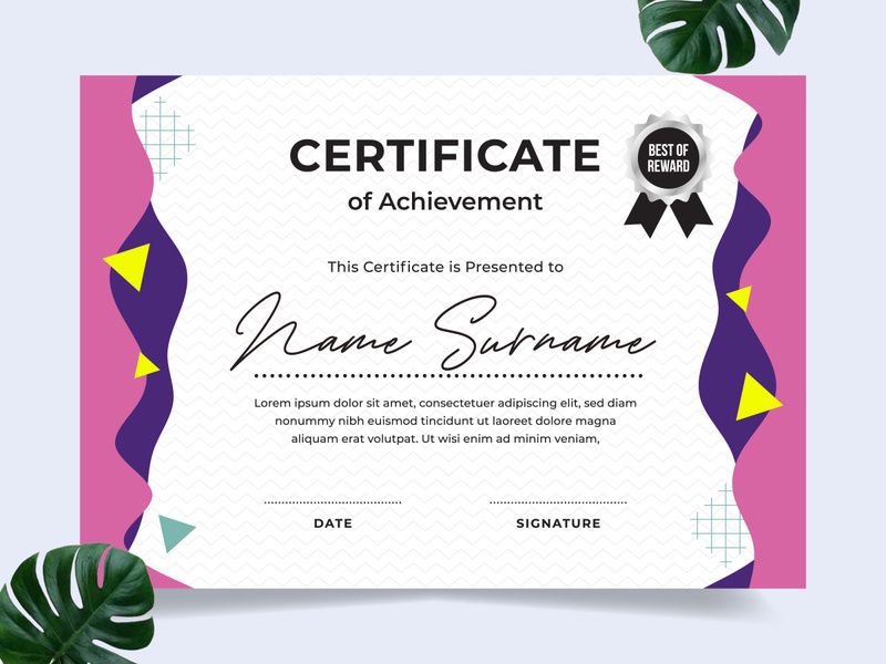 Modern certificate design template