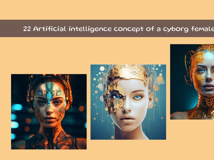 Artificial intelligence concept of a cyborg female face