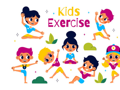 10 Happy Kids Exercise Illustration