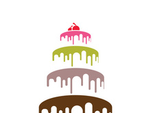 Sweet cake template logo design vector illustration of silhouette with cherries