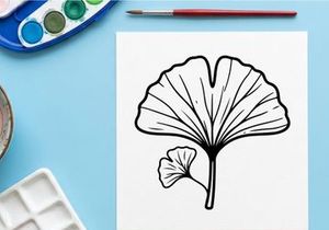 Ilustração elegante de folha de ginkgo para design botânico. Desenho botânico artístico para projetos temáticos de natureza.