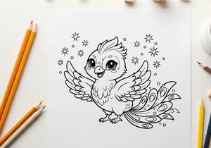 Cute winter owl flying snowflakes vector illustration flat design
