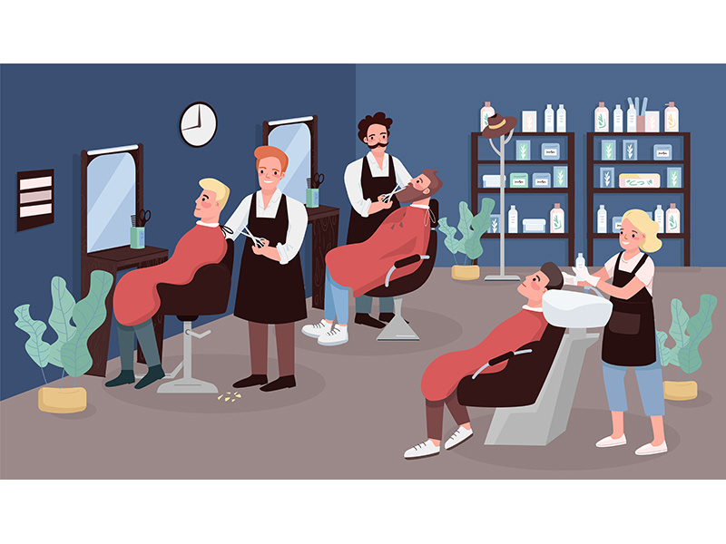 Barbershop flat color vector illustration
