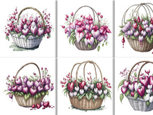 Watercolor Flower Basket Design