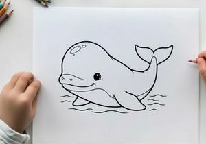 Cute whale swimming underwater vector illustration