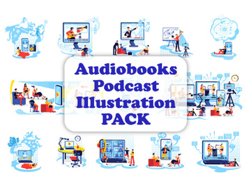 Audiobooks podcast illustration bundle preview picture