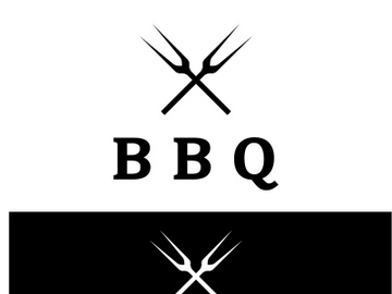 Simple Barbecue Vintage hot grill, with crossed flames and spatula. Logo for restaurant, badge, cafe and bar.vector preview picture