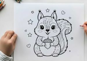 Cute squirrel holding ice cream vector illustration