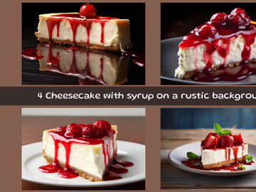 Cheesecake with suryp on a rustic background preview picture