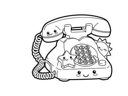 Retro pizza phone call vector illustration flat design