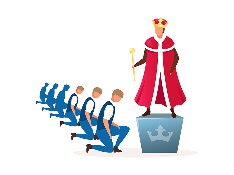 Monarchy political system metaphor flat vector illustration