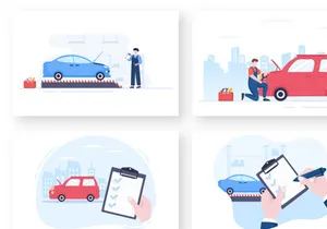 9 Car Inspection Transport Illustration